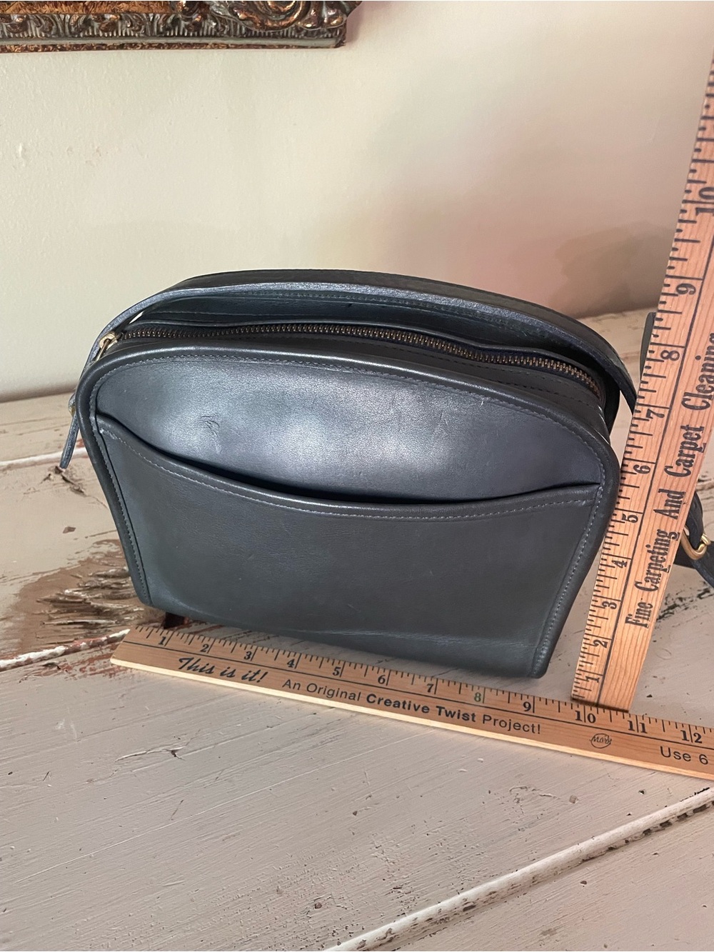vintage COACH Blue-gray Leather Crossbody Bag - Classic Minimalist